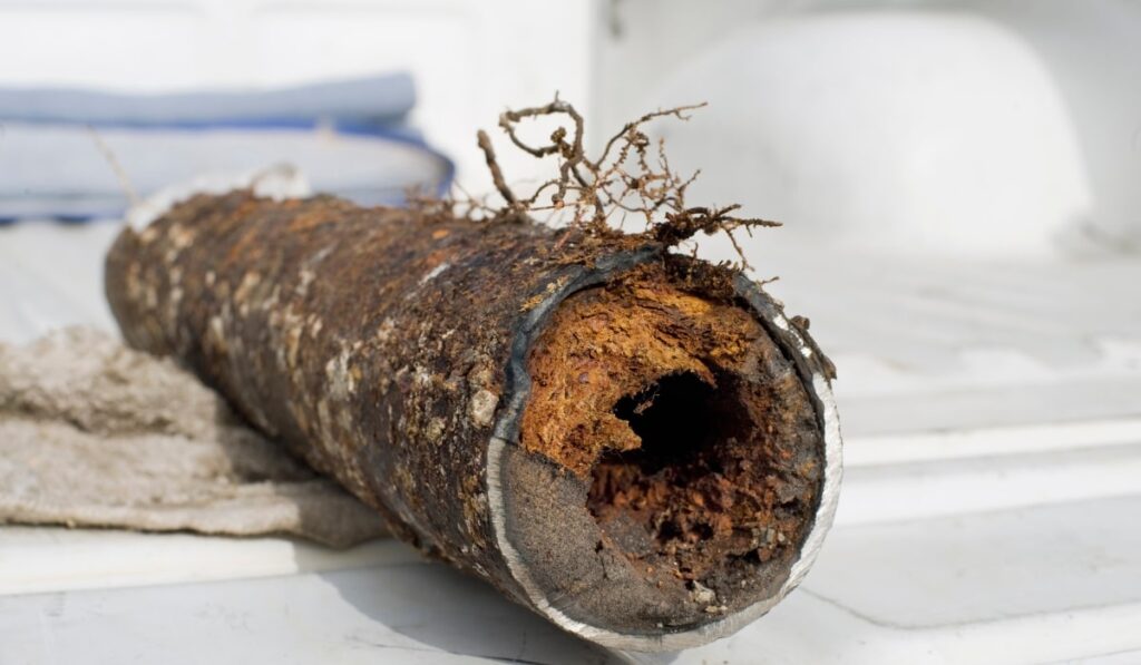 pipes with roots in it