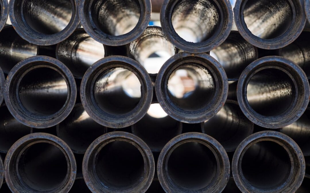a stack of cast iron pipes